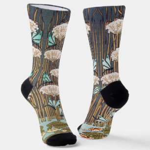 Chaussette Dragonflies Water Lilies Marais Art Nouveau