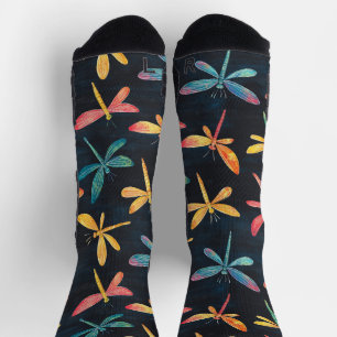 Chaussette Dragonfly Bug Chalk Dessin Motif noir