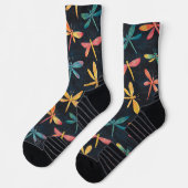 Chaussette Dragonfly Bug Chalk Dessin Motif noir (Gauche)