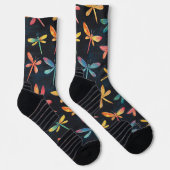 Chaussette Dragonfly Bug Chalk Dessin Motif noir (Droite)