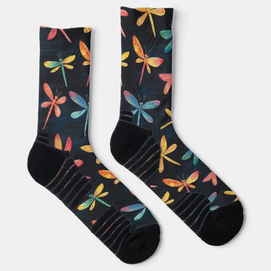 Chaussette Dragonfly Bug Chalk Dessin Motif noir (Droite)
