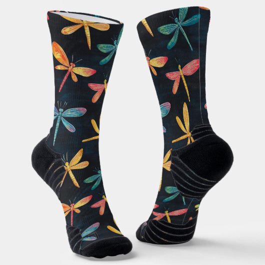 Chaussette Dragonfly Bug Chalk Dessin Motif noir (Angulaire)