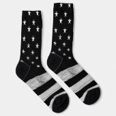 Chaussette Drapeau américain Bois rustique Noir Blanc Patriot (Droite)
