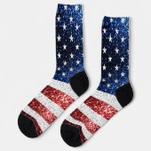 Chaussette drapeau américain rouge blanc brillant parties sci (Gauche)