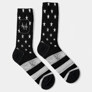 Chaussette Drapeau américain Russe Bois Noir Blanc Amérique M