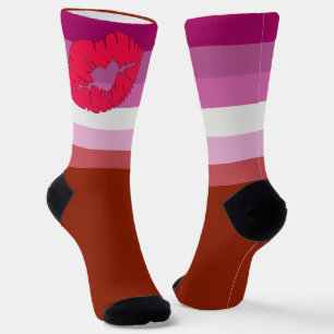 Chaussette Drapeau de fierté lesbienne au rouge à lèvres Slip
