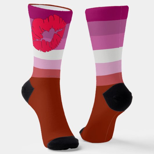 Chaussette Drapeau de fierté lesbienne au rouge à lèvres Slip (Angulaire)