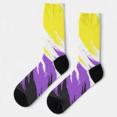 Chaussette Drapeau de fierté non binaire abstrait funky zigza (Gauche)