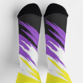 Chaussette Drapeau de fierté non binaire abstrait funky zigza (Haut)