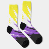 Chaussette Drapeau de fierté non binaire abstrait funky zigza (Droite)