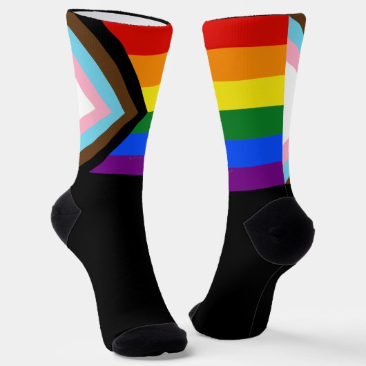 Chaussette Drapeau de fierté Progress Pride de SlipperyJoe si (Angulaire)