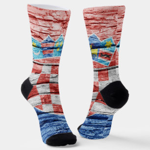Chaussette Drapeau en bois de Croatie