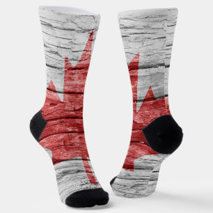 Chaussette Drapeau en bois du Canada