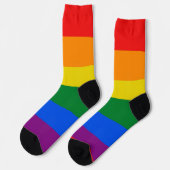 Chaussette drapeau gay pride couleurs rayures clouage de fenê (Gauche)