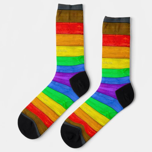 Chaussette Drapeau gay pride inclusif SlipperyJoe ru texturé (Gauche)