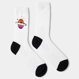 Chaussette Drapeau Lesbien de Coucher de Soleil qu'elle aime