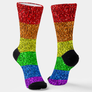 Chaussette Drapeau LGBT arc-en-ciel vibrant paillettes scinti