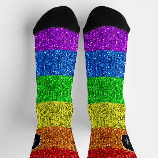 Chaussette Drapeau LGBT vibrante parties scintillant arc-en-c (Haut)