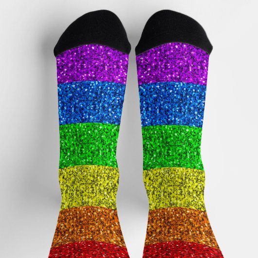 Chaussette Drapeau LGBT vibrante parties scintillant arc-en-c (Haut)