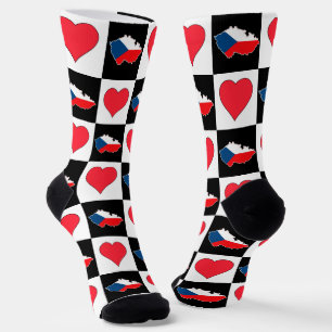 Chaussette Drapeau national de Tchéquie Motif de coeur Républ