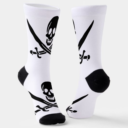 Chaussette Drapeau pirate crâne épées croisées (Angulaire)