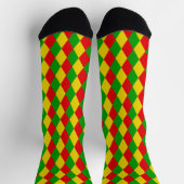 Chaussette Drapeau Rasta Jamaïcain Carreaux colorés (Haut)