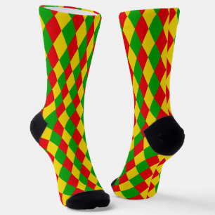 Chaussette Drapeau Rasta Jamaïcain Carreaux colorés