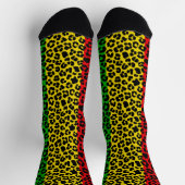 Chaussette Drapeau Rasta jamaïcain couleurs Empreinte de léop (Haut)