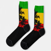 Chaussette Drapeau Rasta Rayé Palmiers Tropicaux (Gauche)