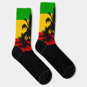 Chaussette Drapeau Rasta Rayé Palmiers Tropicaux (Droite)