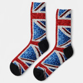 Chaussette Drapeau rouge bleu blanc brillant parties scintill (Gauche)