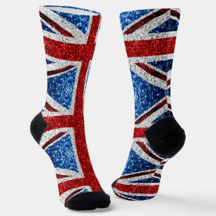Chaussette Drapeau rouge bleu blanc brillant parties scintill