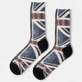Chaussette Drapeau rustique UK rouge bleu étincelants parties (Gauche)