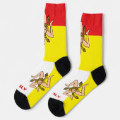 Chaussette Drapeau sicilien Patriotique durable Sicile Premiu (Gauche)