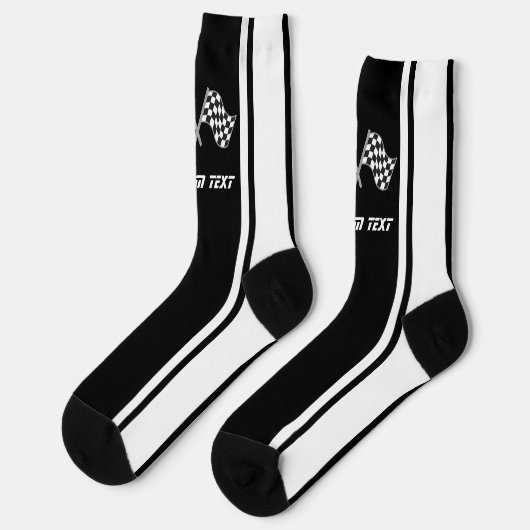 Chaussette Drapeaux de voiture de course à rayures blanches - (Gauche)