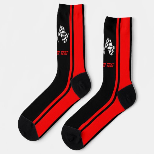 Chaussette Drapeaux de voiture de course à rayures rouges - P (Gauche)