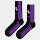Chaussette Drapeaux de voiture de course à rayures violettes (Gauche)