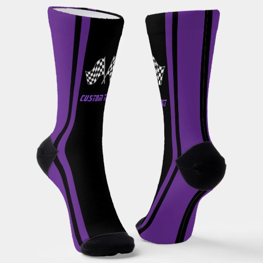 Chaussette Drapeaux de voiture de course à rayures violettes (Angulaire)