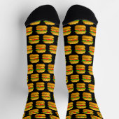Chaussette Drôle 8 bits Pixel Art Burger Quirky Geeky Black (Haut)