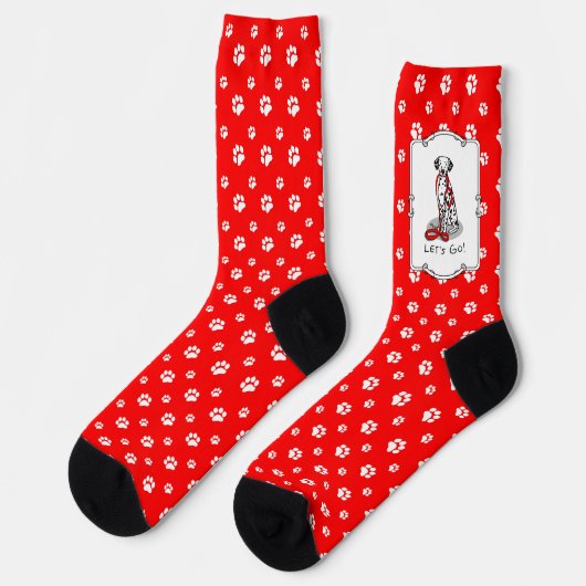 Chaussette Drôle Allons-y ! Promener le chien dalmatien (noir (Gauche)