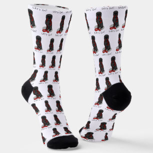 Chaussette Drôle Allons-y ! Promener un Affenpinscher (Noir N