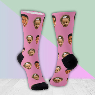 Chaussette Drôle cadeau pour maman - Custom 2 Face Photo Rose