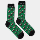 Chaussette Drôle de Noël Blaireau Vert Fêtes (Droite)
