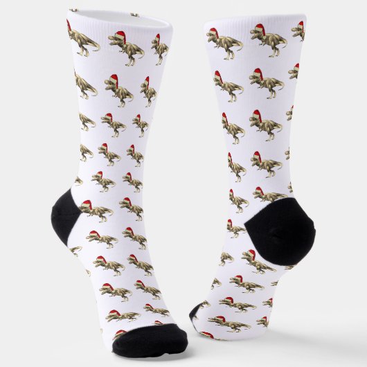 Chaussette Drôle de T-Rex Santa Dinosaure Noël (Angulaire)