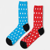 Chaussette Drôle Foncé Rouge Bleu Blanc Points Mélangés  (Gauche)