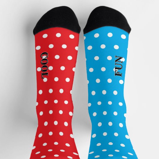Chaussette Drôle Foncé Rouge Bleu Blanc Points Mélangés  (Haut)