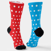 Chaussette Drôle Foncé Rouge Bleu Blanc Points Mélangés  (Angulaire)