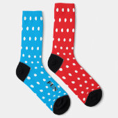 Chaussette Drôle Foncé Rouge Bleu Blanc Points Mélangés  (Droite)