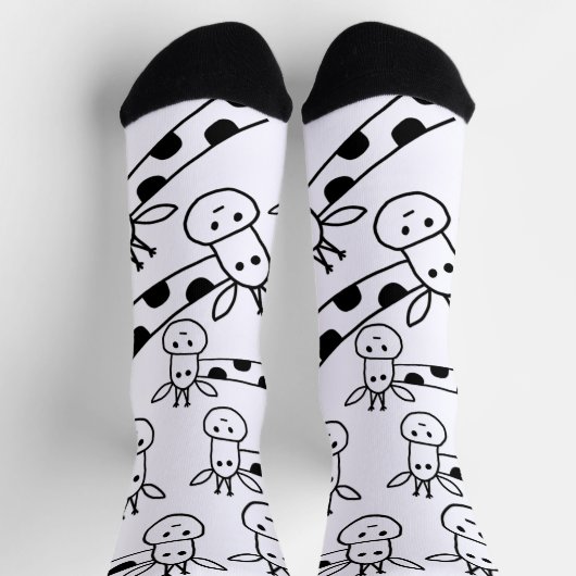 Chaussette Drôle Giraffe Line Dessin Doodles Quirky (Haut)