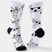 Chaussette Drôle Giraffe Line Dessin Doodles Quirky (Angulaire)